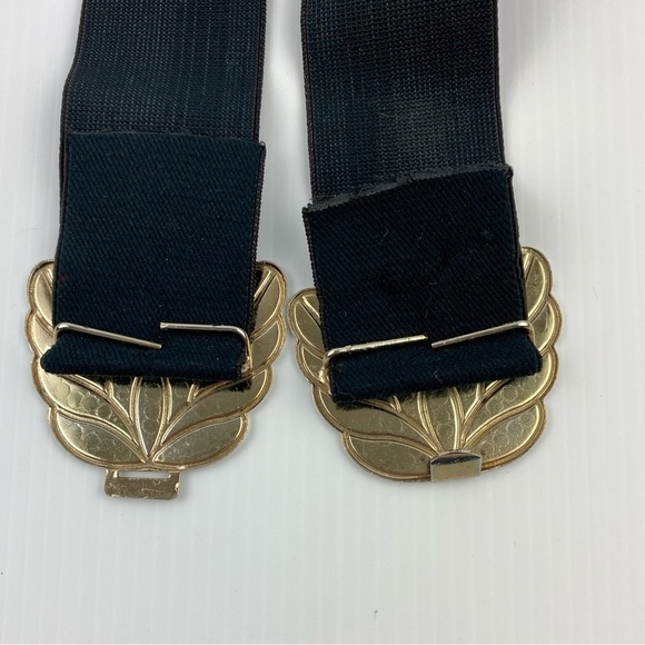 Vintage Stretch Belt Black with Four Leaf Clasp Adjustable Length - Picture 3 of 5